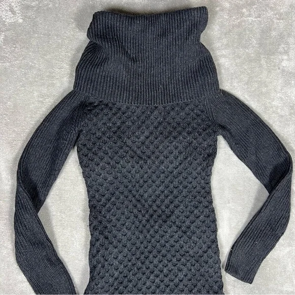 Alice + Olivia Dress Womens XS Honeycomb Cable Knit Wool Cowl Neck Sweater Mini - Picture 4 of 9